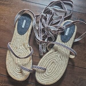 Leon Max Stylish Chevron Espadrilles with Woven Sole